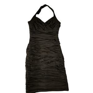 WHBM Instantly Slimming Ruched Halter‎ Dress Black Size 10 Cocktail Party Glam